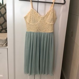 Cream lace & blue dress